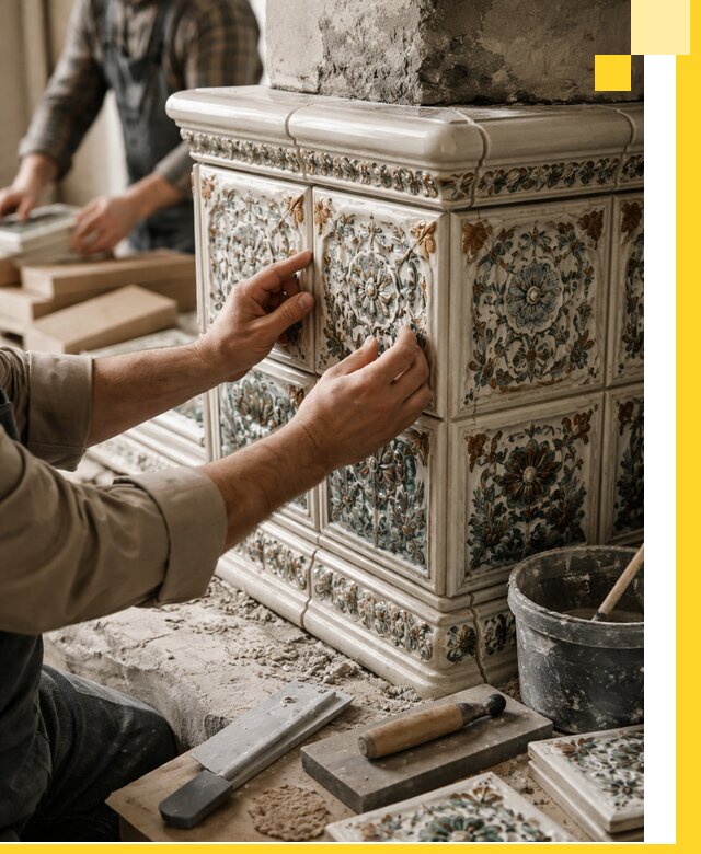 Изразцовые камины под ключ в Ишимбае: проект и монтаж