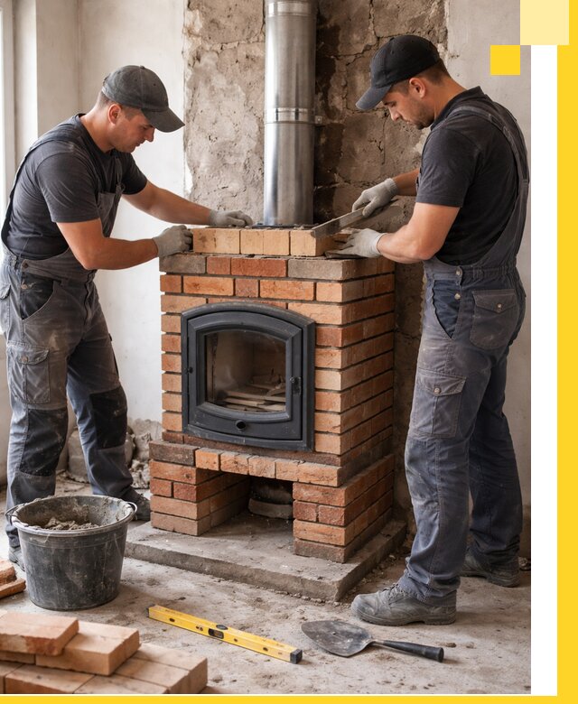 Монтаж печи камина под ключ в Ишимбае с гарантией и пусконаладкой