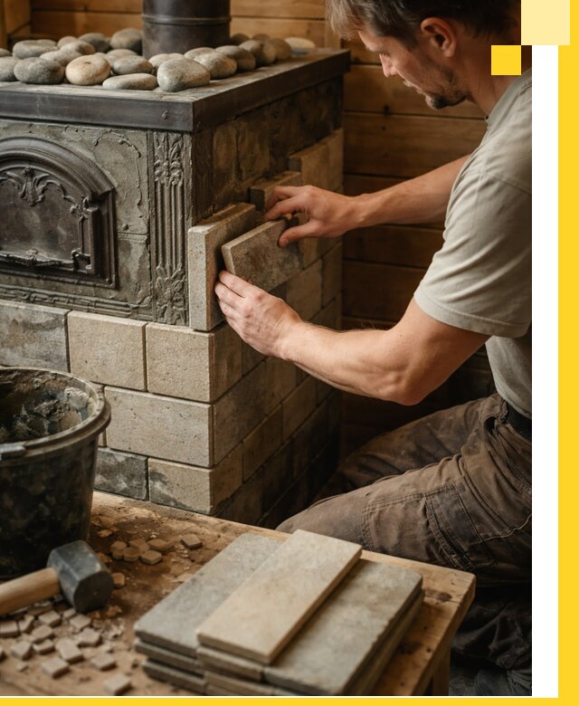 Облицовка банных печей в Ишимбае профессиональная отделка