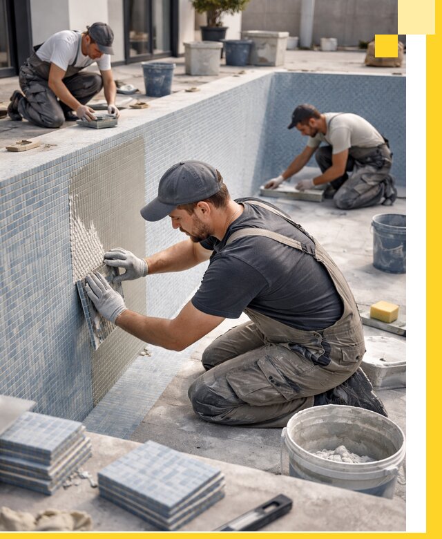 Облицовка бассейнов в Ишимбае плитка мозаика гидроизоляция