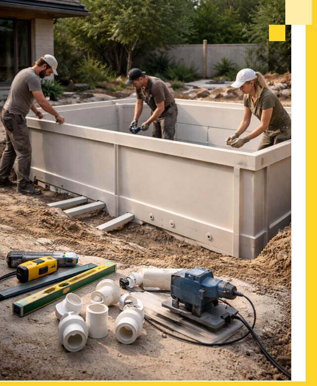 Установка полипропиленовых бассейнов под ключ в Ишимбае