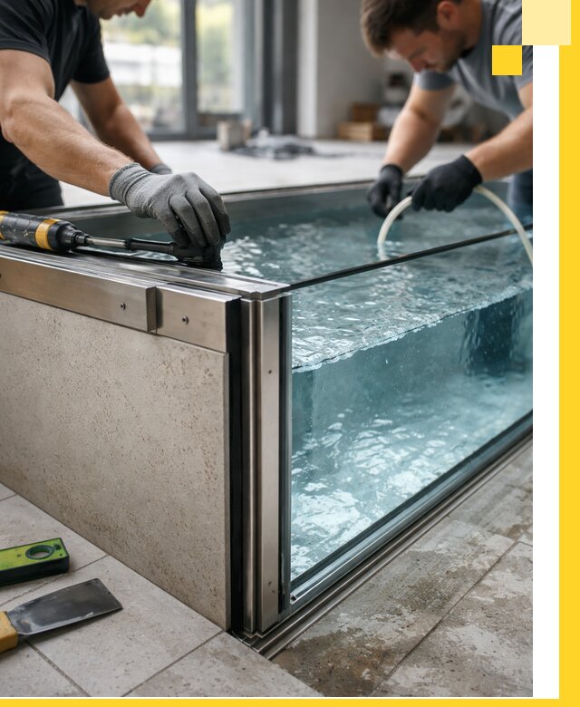 Проектирование и монтаж стеклянных бассейнов в Ишимбае