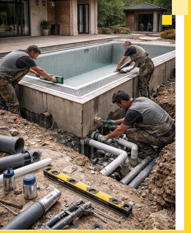 Строительство переливных бассейнов в Ишимбае под ключ