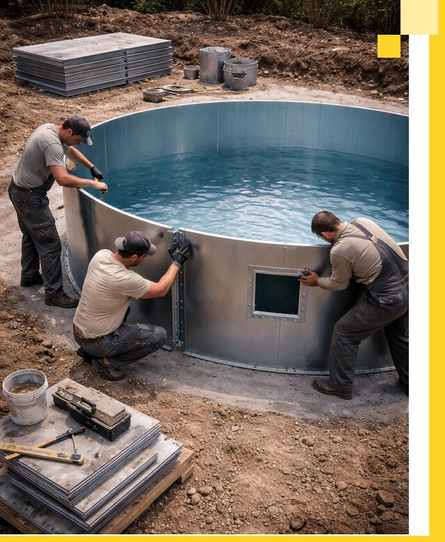 Круглые бассейны под ключ в Ишимбае проектирование и монтаж