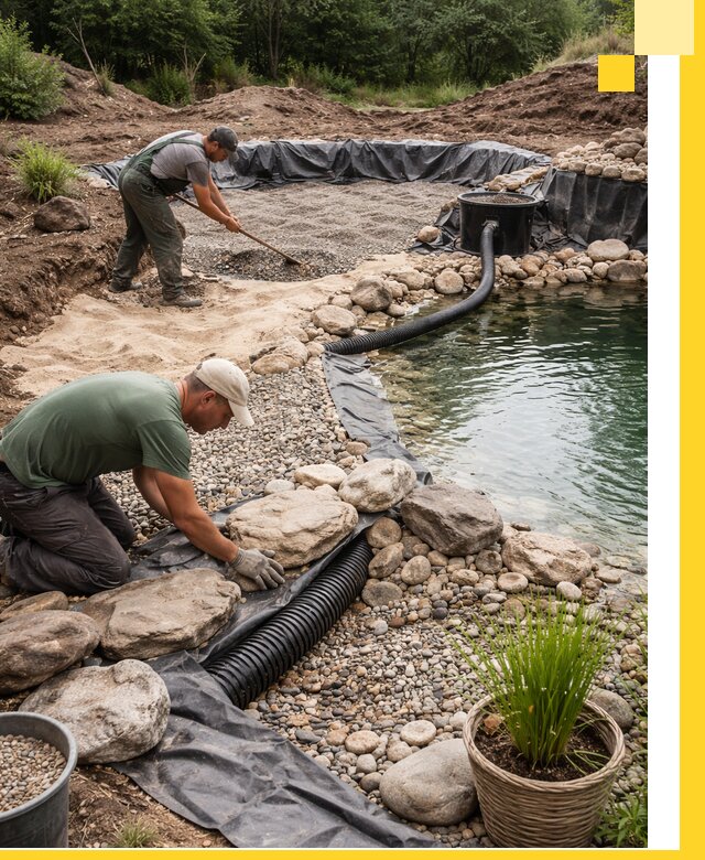 Строительство природных бассейнов и озер в Ишимбае под ключ