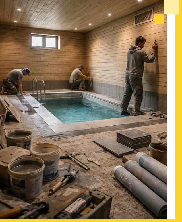 Строительство бани с бассейном и сауной под ключ в Ишимбае