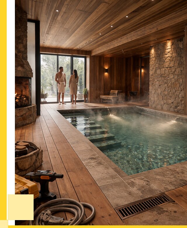 Проекты бань с бассейном под ключ в Ишимбае от 76058 р., ЭриданШмб