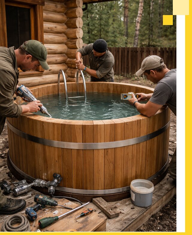 Строительство бань с купелью под ключ и отделкой в Ишимбае