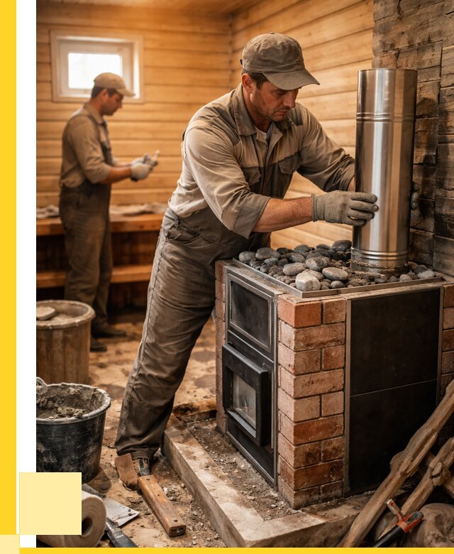 Монтаж печи в бане под ключ в Ишимбае от 20282 р. | ЭриданШмб