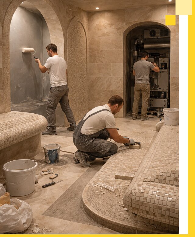 Строительство бани с хамамом и бассейном под ключ в Ишимбае