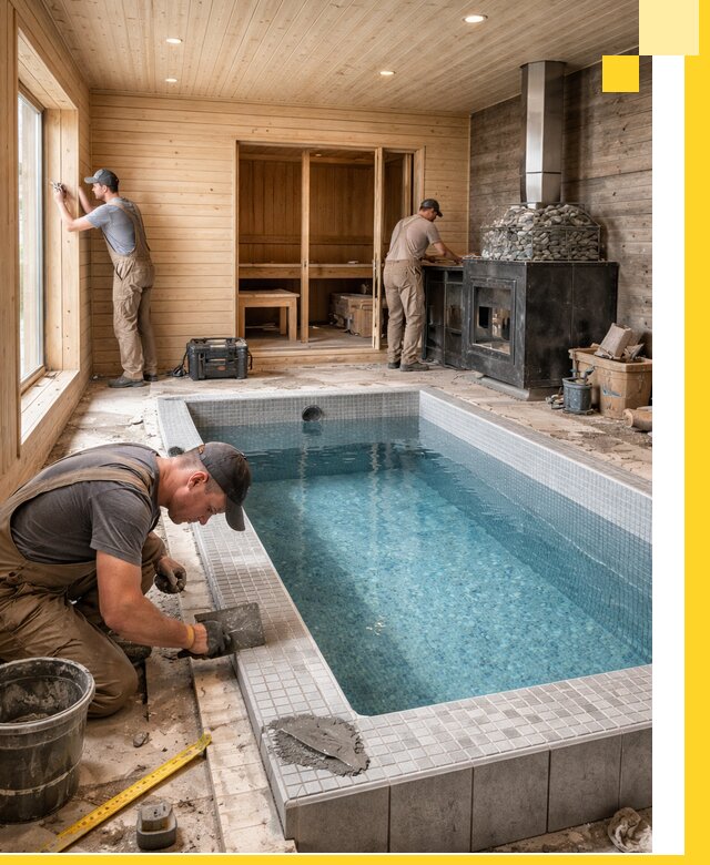 Проект бани с бассейном и сауной в Ишимбае под ключ