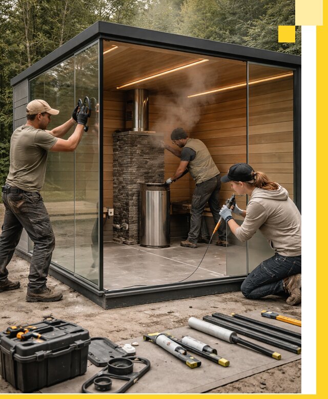 Проектирование и строительство стеклянных бань в Ишимбае