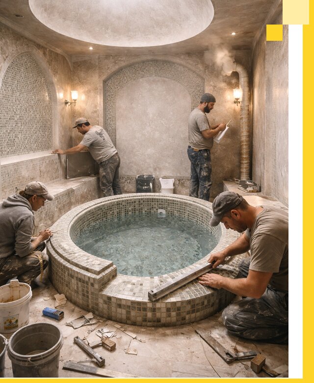 Профессиональное строительство хамама с бассейном в Ишимбае под ключ