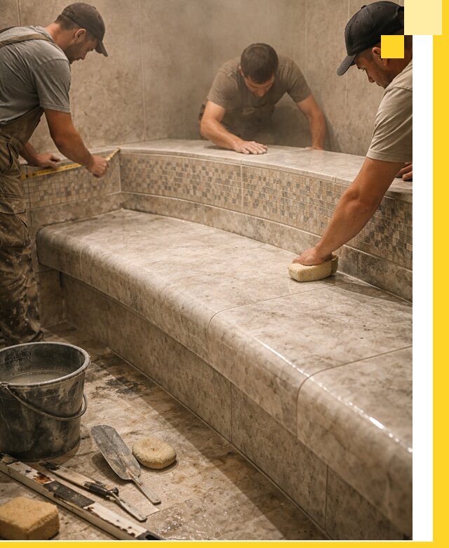 Изготовление и установка сидений для хамама в Ишимбае