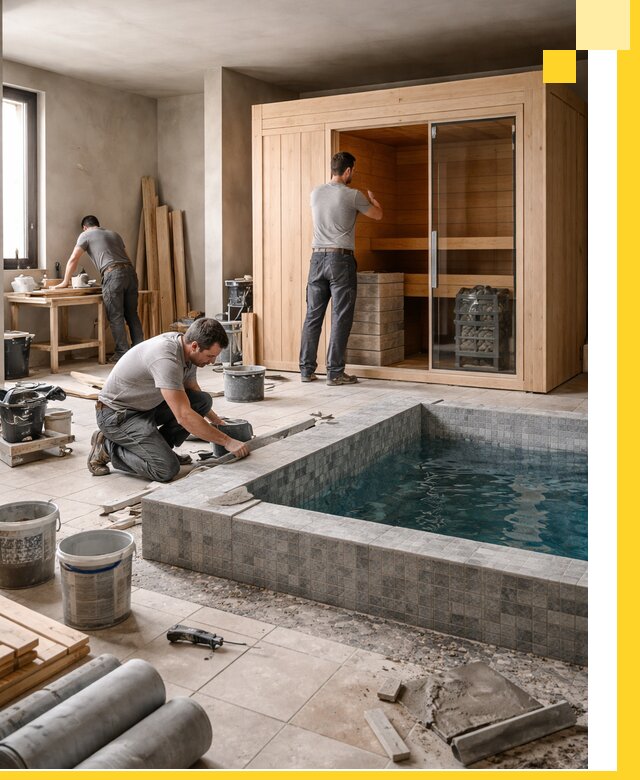 SPA зоны под ключ с бассейном сауной и печью в Ишимбае